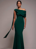 Goddiva Sash One Shoulder Bardot Maxi Dress DR4830