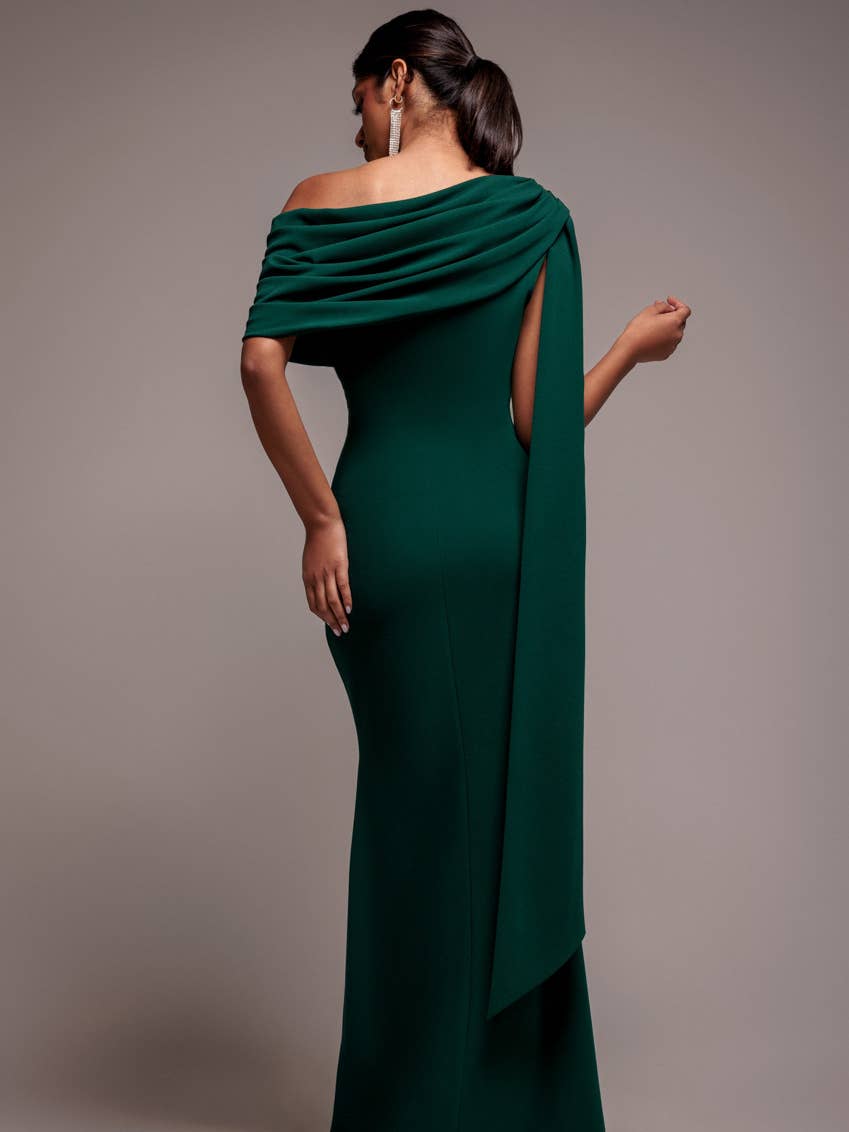 Goddiva Sash One Shoulder Bardot Maxi Dress DR4830