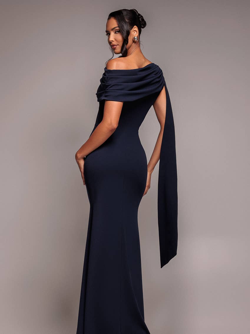 Goddiva Sash One Shoulder Bardot Maxi Dress DR4830