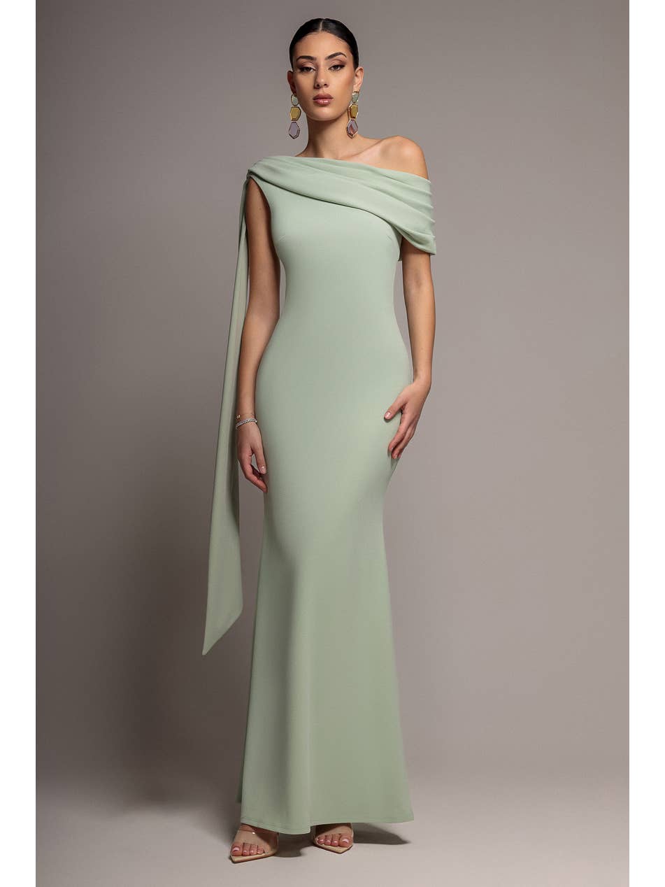 Goddiva Sash One Shoulder Bardot Maxi Dress DR4830