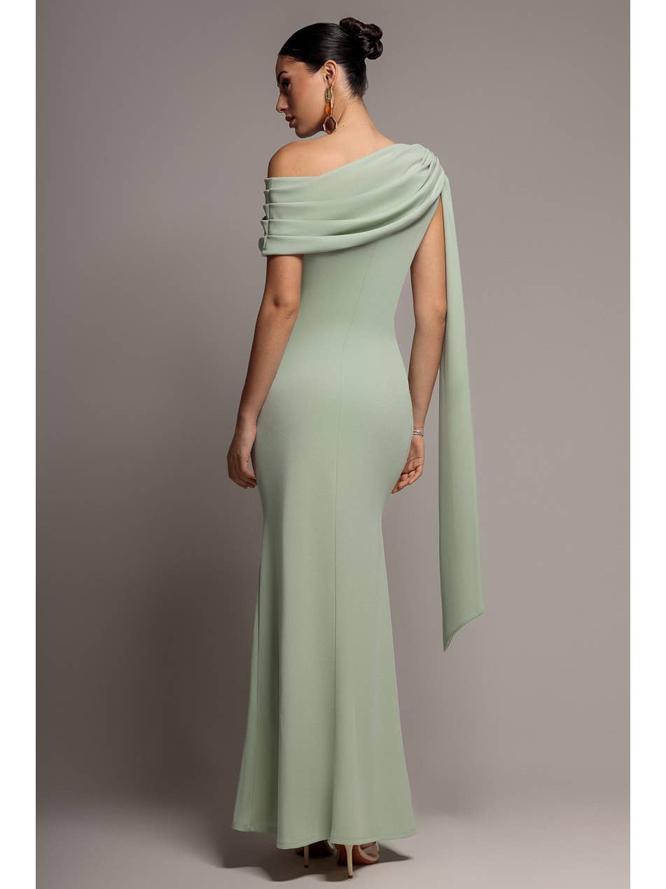 Goddiva Sash One Shoulder Bardot Maxi Dress DR4830
