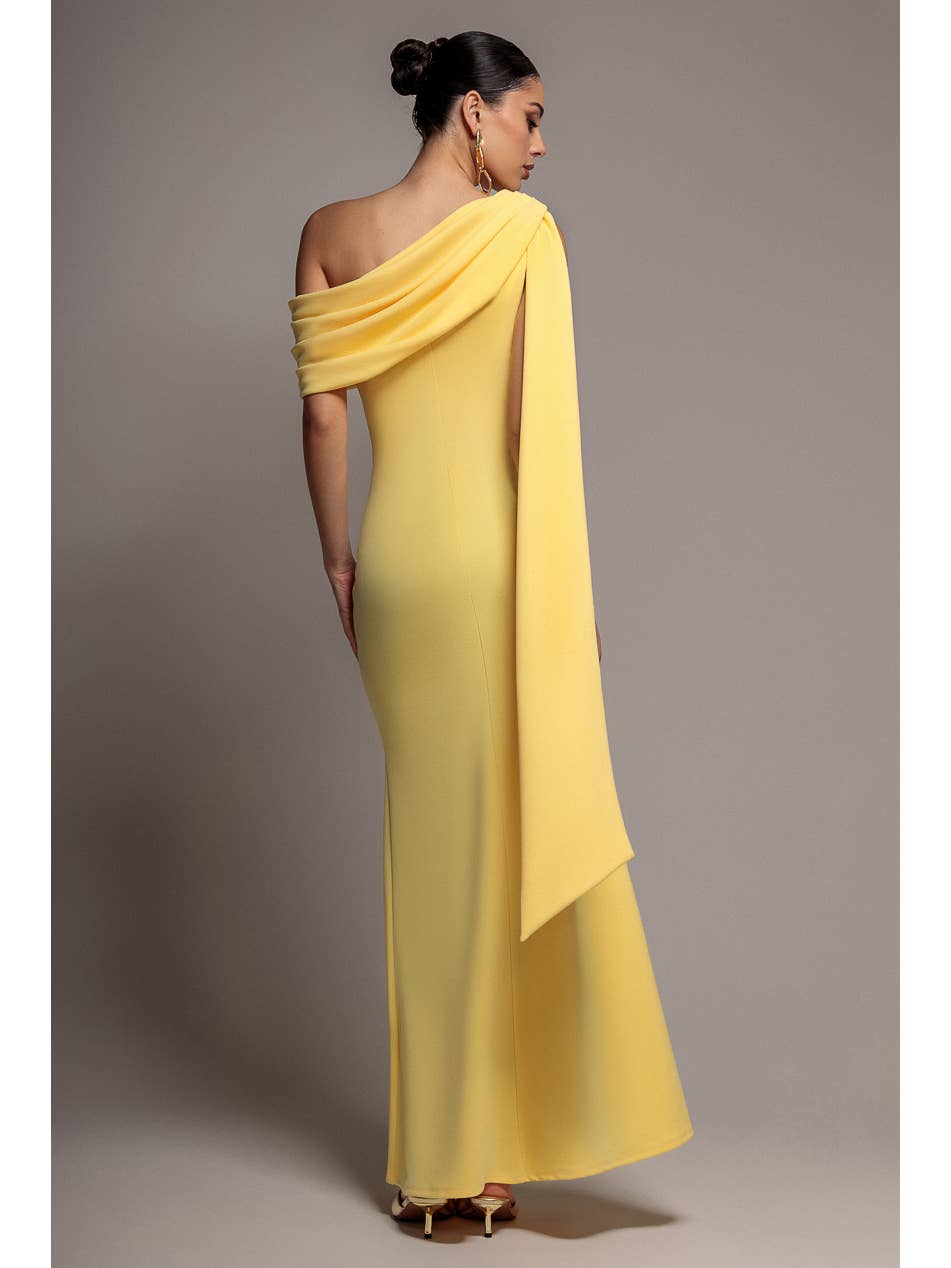 Goddiva Sash One Shoulder Bardot Maxi Dress DR4830