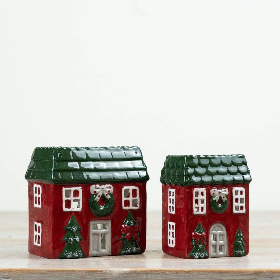 Trending  Red Christmas House Tealight Holder – 15cm